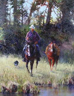 Paul Dykman. Western Art. Bringin' 'em to Water