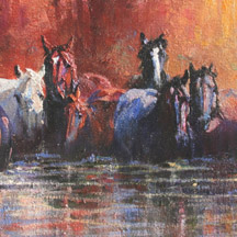 Paul Dykman. Oil paintings. Western Artwork. Chest Deep in Cold Water