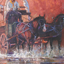 Paul Dykman. Oil paintings. Western Artwork. Leadin' 'em Across Pilgrims Creek