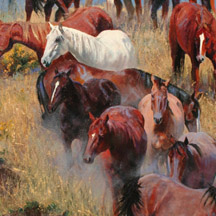 Paul Dykman. Oil paintings. Western Artwork. Movin' 'em Down