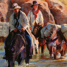 Paul Dykman. Oil paintings. Western Artwork. Packin Through the Wind River