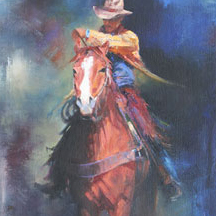 Paul Dykman. Oil paintings. Western Artwork. Pushing Hard