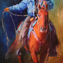 Paul Dykman. Oil paintings. Western Artwork. Teachin' 'em the Rope