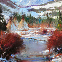 Paul Dykman. Oil paintings. Western Artwork. Wintering on Pine Creek